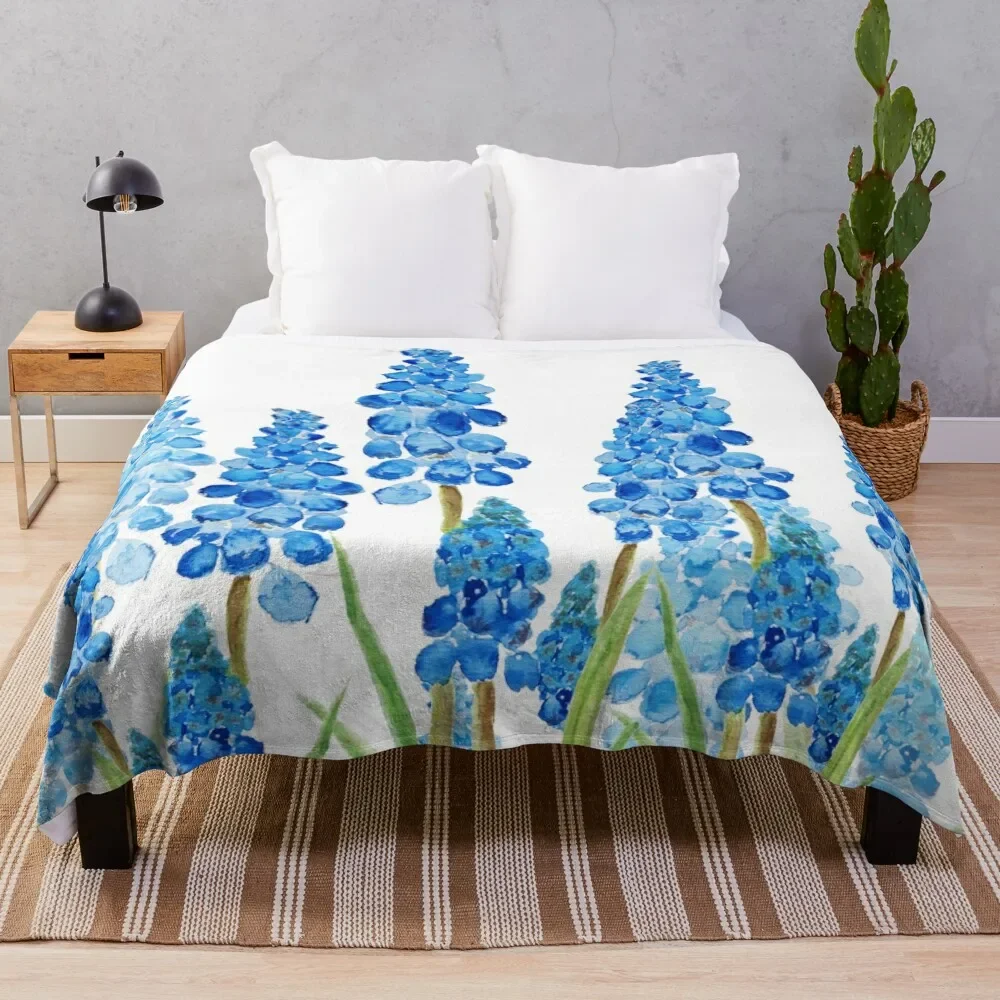 blue grape hyacinth forest Throw Blanket sofa bed Moving Comforter for sofa Blankets