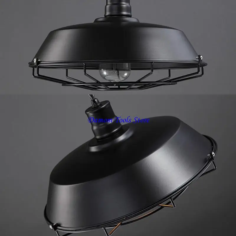 57BE Simple Metal Hanging Light Shade Quick Setup Industrial Lights Cover Easy Mount