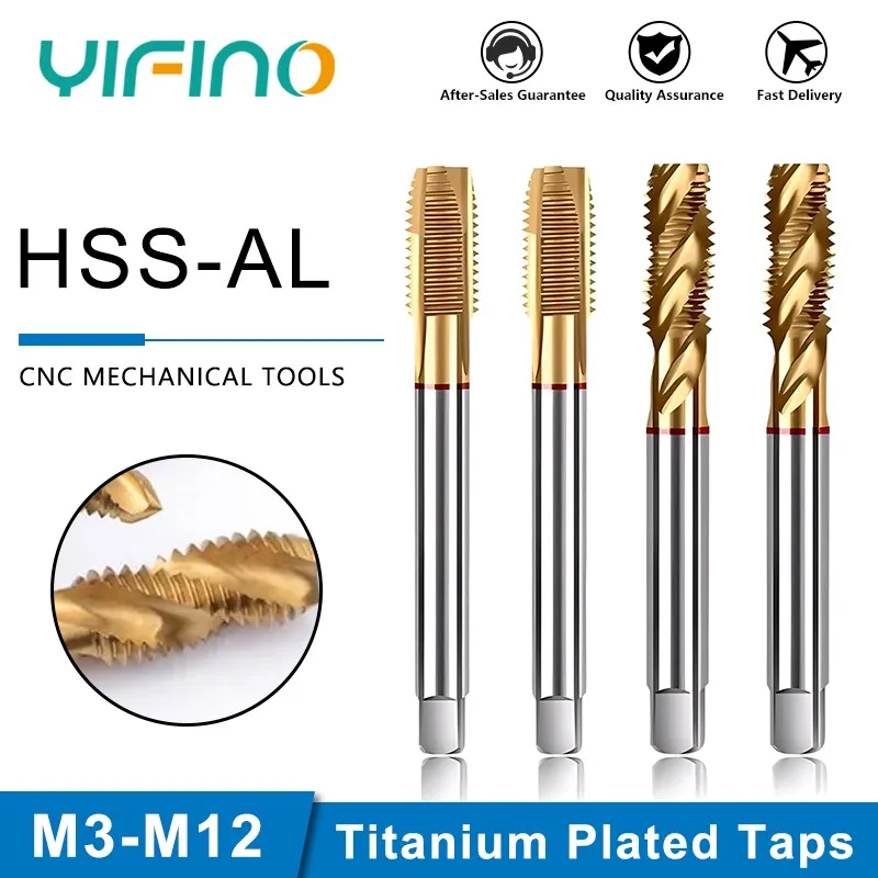 YIFINO-Torneiras de titânio estendidas, aço inoxidável, ponta espiral, ferramentas do centro de usinagem CNC, uso especial da máquina, M3-M12