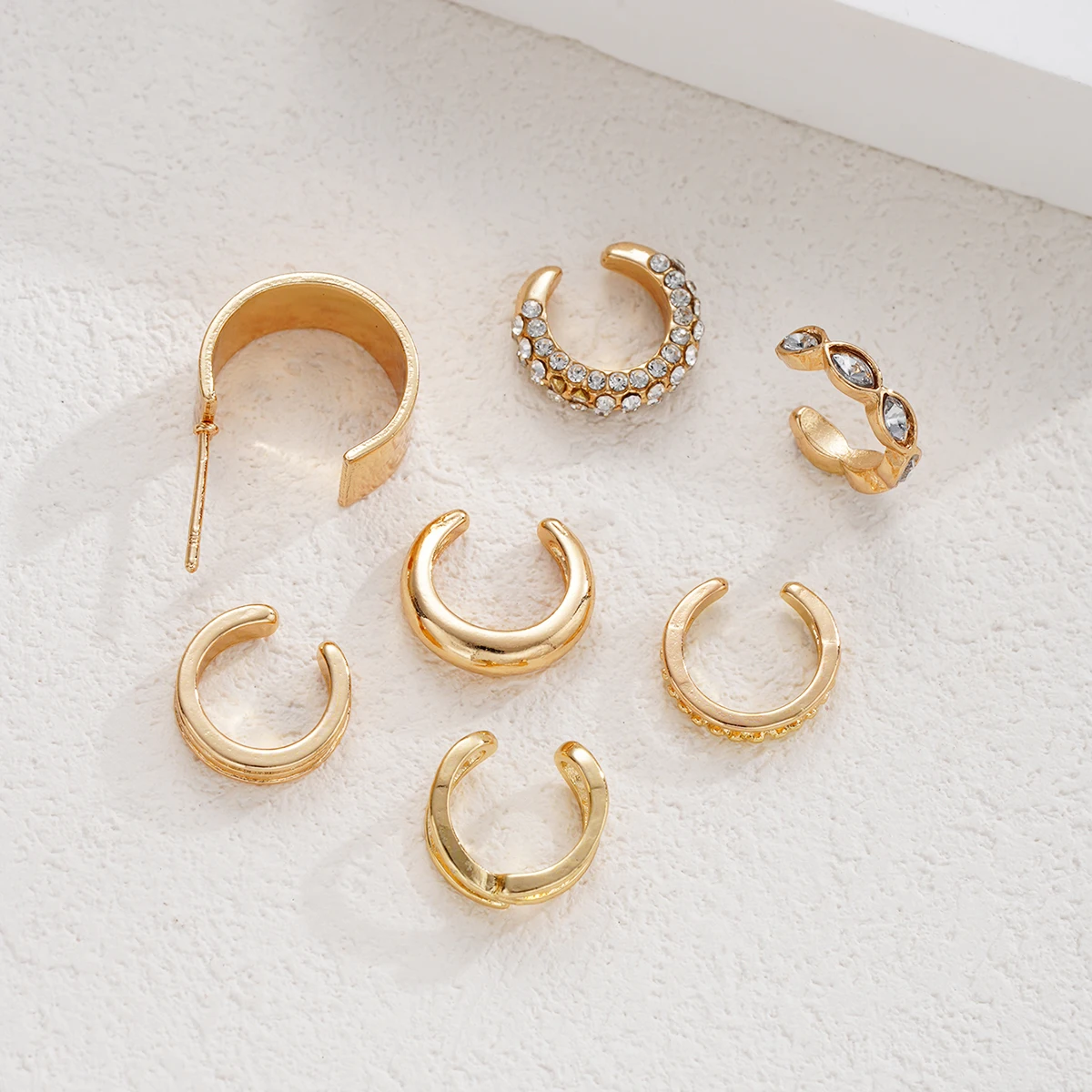 7 Pcs Gold Color Ear Cuff Set for Women, Stackable Gift