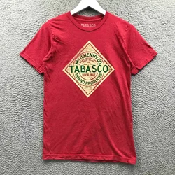 Tabasco T-Shirt Men's Small S Short Sleeve Crew Neck Graphic Red Camiseta Short Sleeve Clothing Harajuku