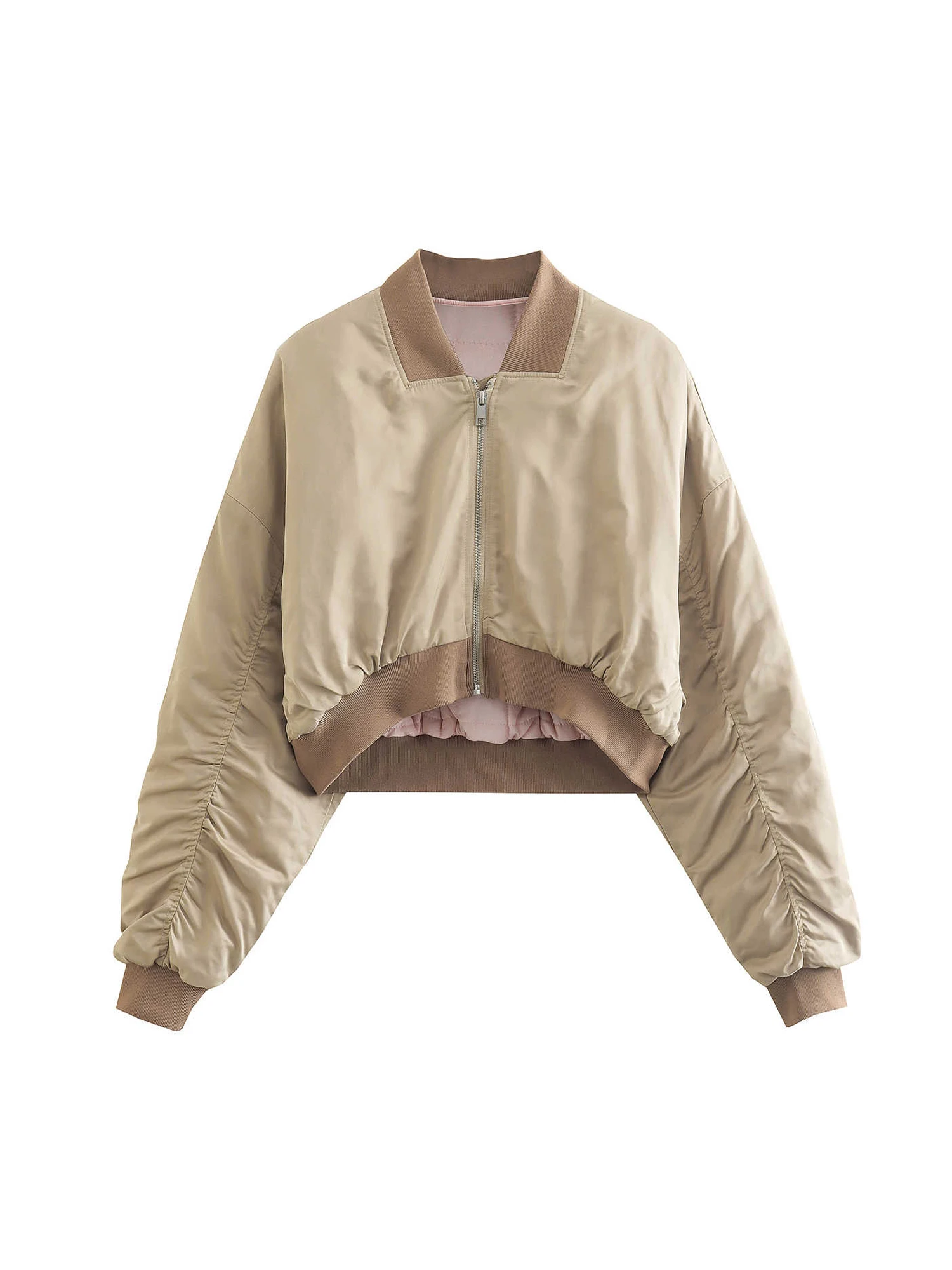 

Женская укороченная осенняя куртка цвета хаки, пальто Harajuku, эстетичная куртка с длинными рукавами, винтажная верхняя одежда больших размеров, модная одежда 2000-х годов