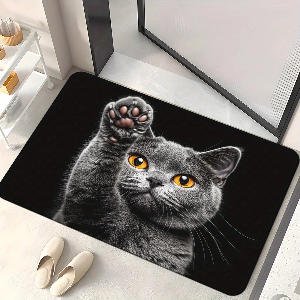ممسحة مطبوعة على شكل شعر بريطاني - حصيرة بوليستر من الألياف الدقيقة غير قابلة للانزلاق لمدخل غرفة النوم وغرفة المعيشة، هدية مثالية لمحبي الحيوانات الأليفة #4