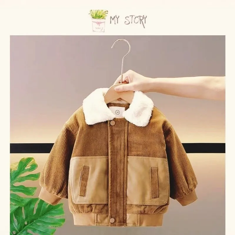 Fall Winter 2026 New Cool Baby Fleece Padded Coat Kids Winter Thick Clothes Stylish Trendy Boys Jacket