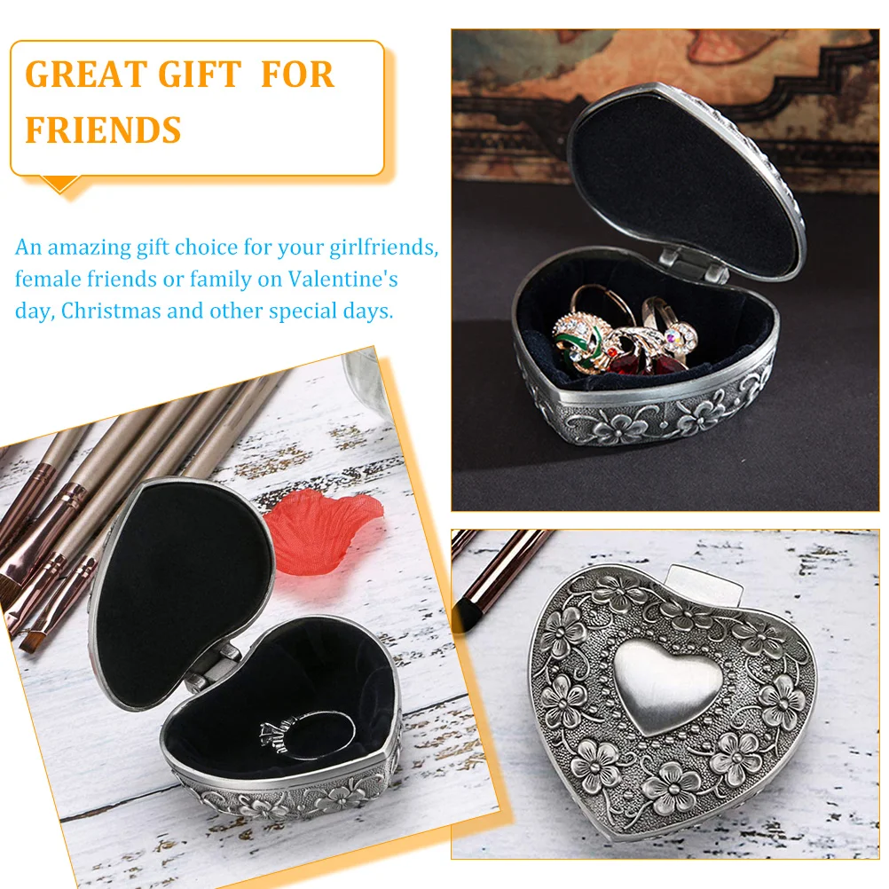 

Heart Shaped Rose Jewelry Box Portable Small Travel ganizer Case Dustproof Lightweight Gift Valentine Christmas