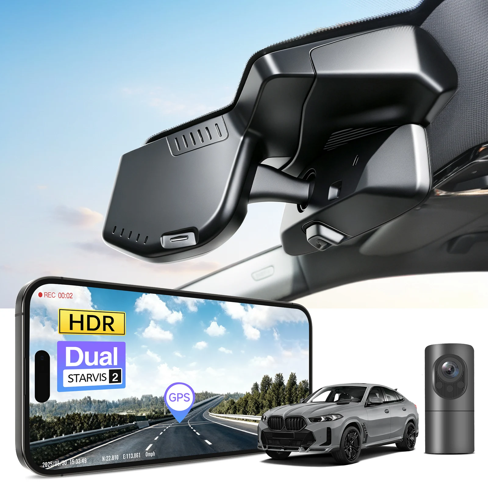 Mangoal STARVIS 2 Sensor 4K Dash Cam GPS 5GHz WiFi & APP For BMW X6 Gen3 G06  Dash Car Camera 2020-2026 Plug and Play