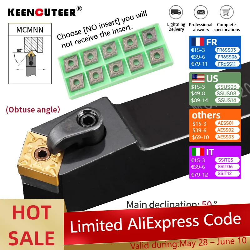 MCMNN2020K12-100 MCMNN2525M12-100 External Turning Tool Holder CNMG12 Carbide Inserts MCMNN Lathe Cutting Machine Tools Set