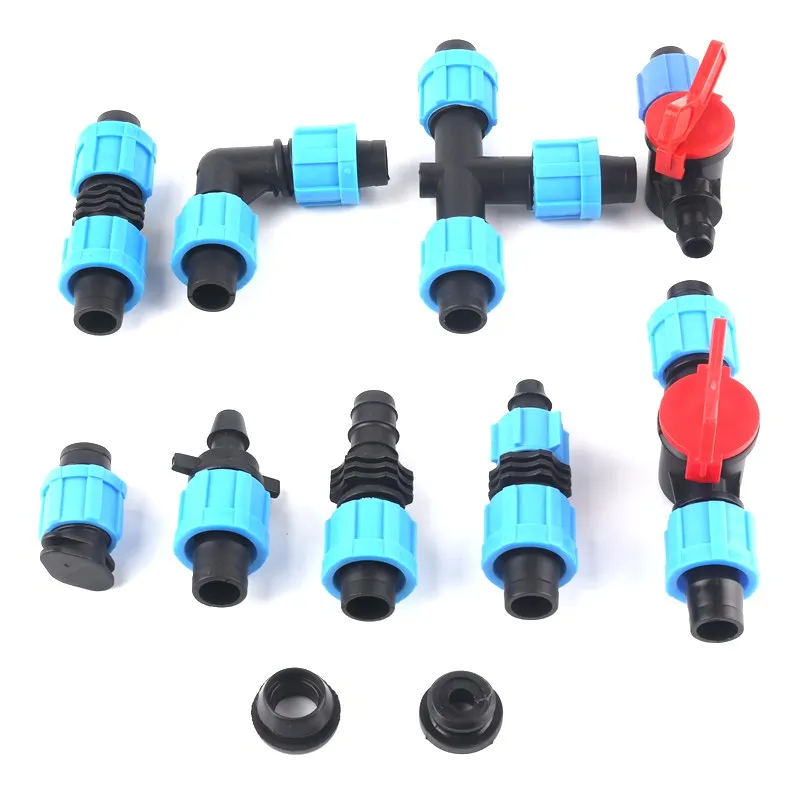 2~50pcs 16mm To 10mm Micro Irrigation Drip Tape Bypass Valve Greenhouse Watering Labyrinth Type Hose Valve with Rubber Nuts