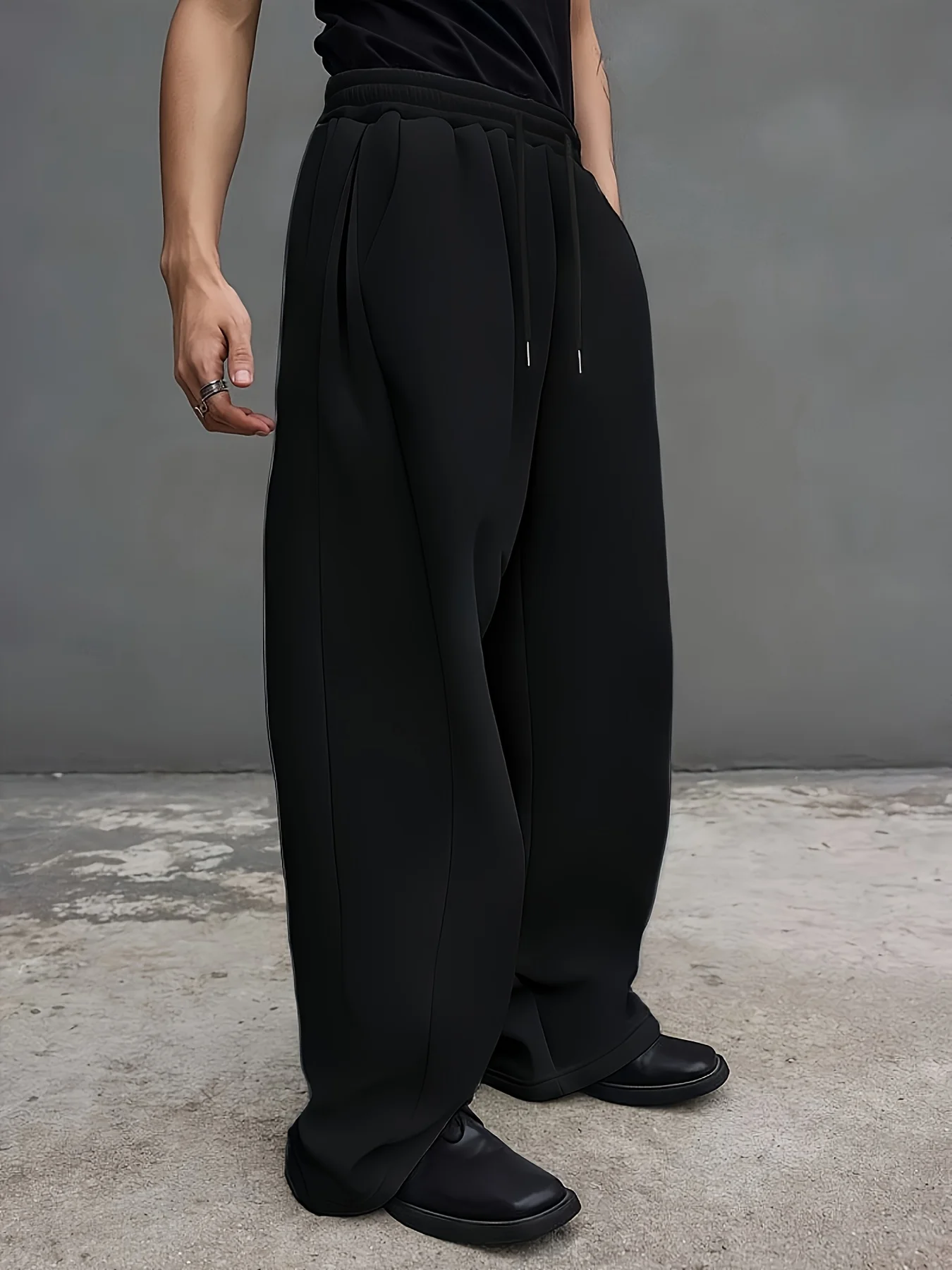 بنطال رياضي رجالي كبير الحجم واسع الساق فضفاض مناسب مع خصر مرن برباط سروال شتوي قابل للتنفس لصالة الألعاب الرياضية #1