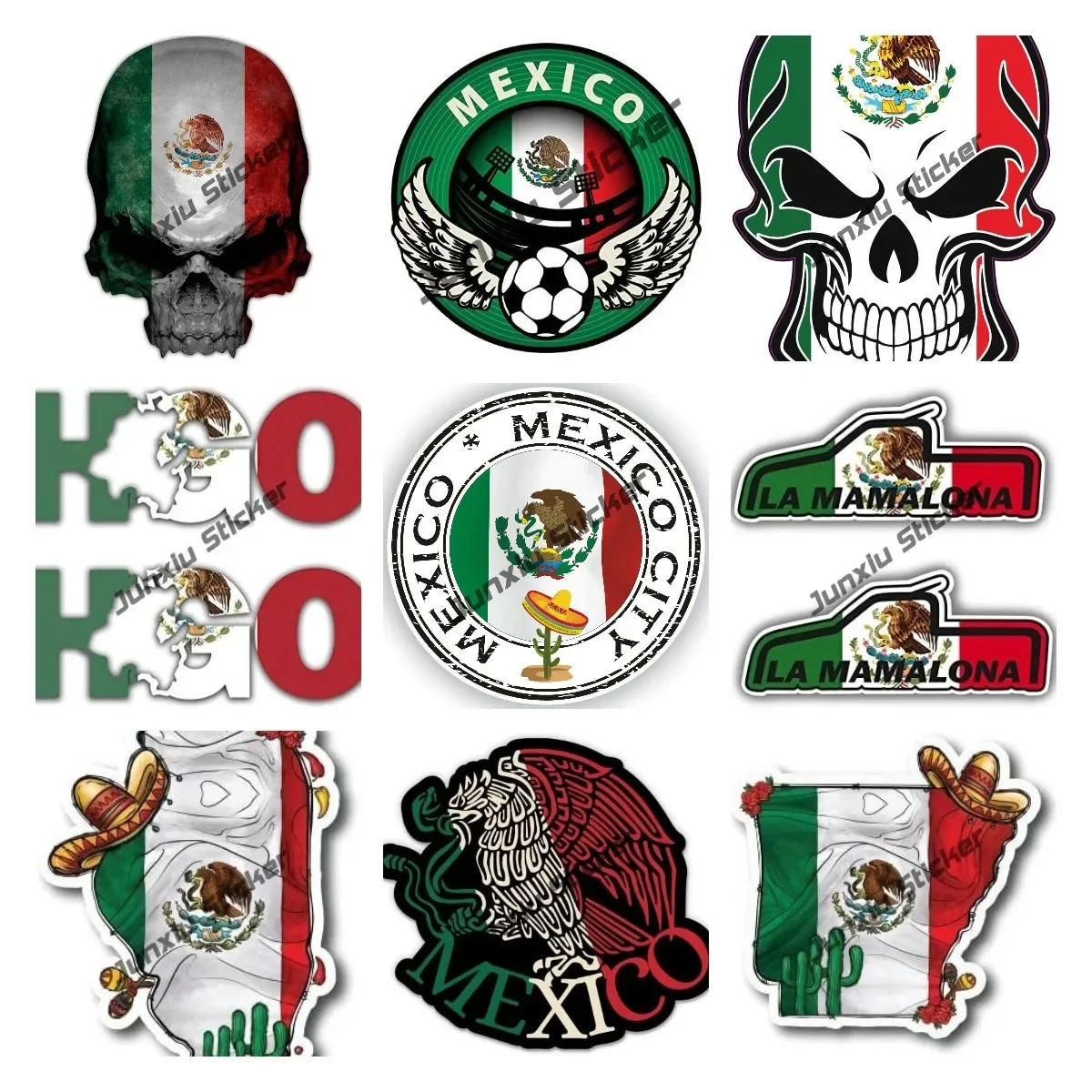 Mexico Flag Skull Vinyl Decal Creativity Mexico City Mexican Cowboy Cactus Sticker Proud Mexico Flag Glue Sticker Gift Decor