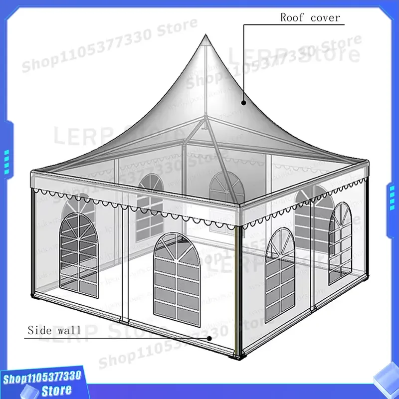 High Quality Outdoor Waterproof Aluminum Pagoda Tent 6x6m Double Layer All Seasons 7-12 Person Capacity Easy Install Party