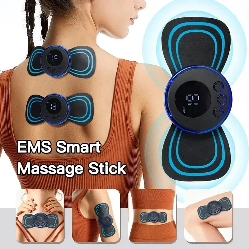 Masseur électrique EMS pour le cou, Mini Patch Cervical pour le dos, stimulateur, tapis de Massage, coussin de Gel Portable, autocollants fins