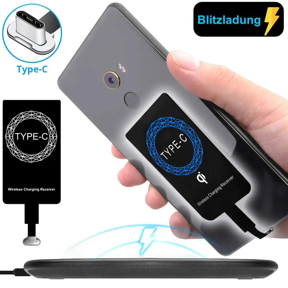 Universal Android Qi Drahtlose Lade Empfänger Typ C Induktion Patch Drahtlose Ladegerät Empfang Patch Für Micro USB Smartphone