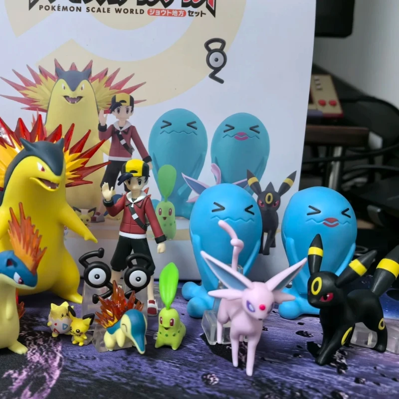 Bandai Pokemon Scale World Johto Region  - Cyndaquil Chikorita Pichu Aipom Marill Totodile Umbreon Actiuon Figure Model Toy Gift view 6