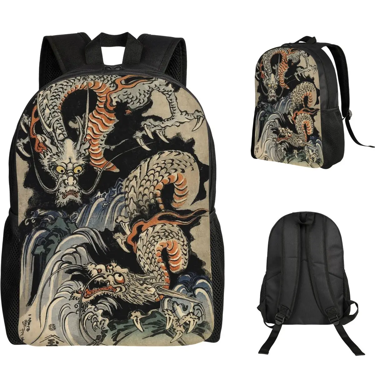 

Utagawa Kuniyoshi - Dragons Student Backpack School Bag Hiking Travel Daypack for Boys Girls Fashion Bookbag Shoulder Bags