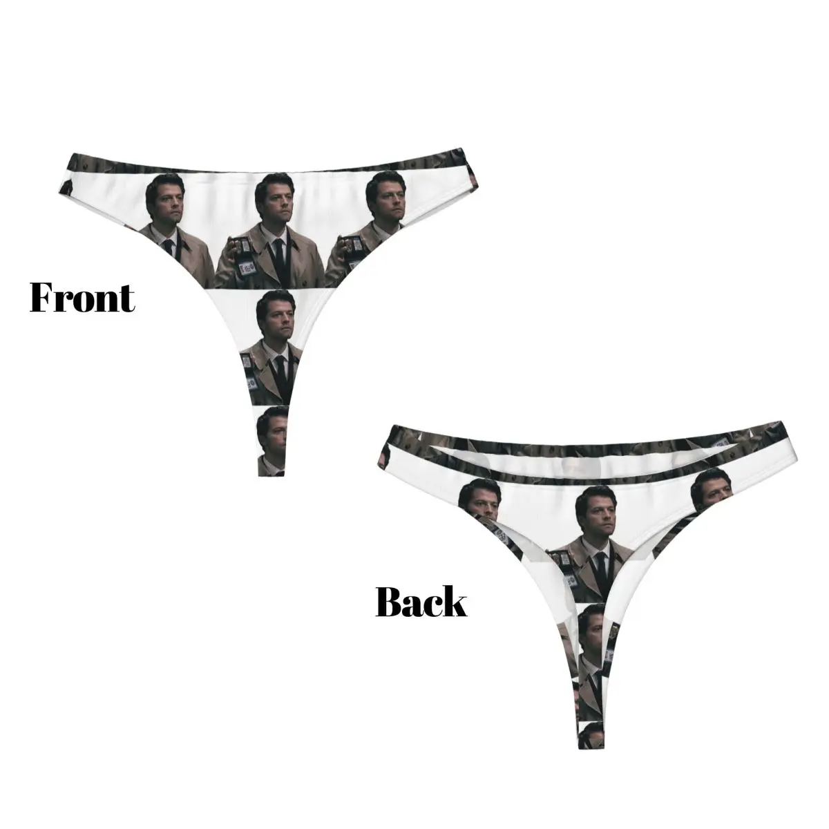 Custom Castiel FBI Badge G-string Panties Breathable Women Stretch Thongs Comfort Underwear