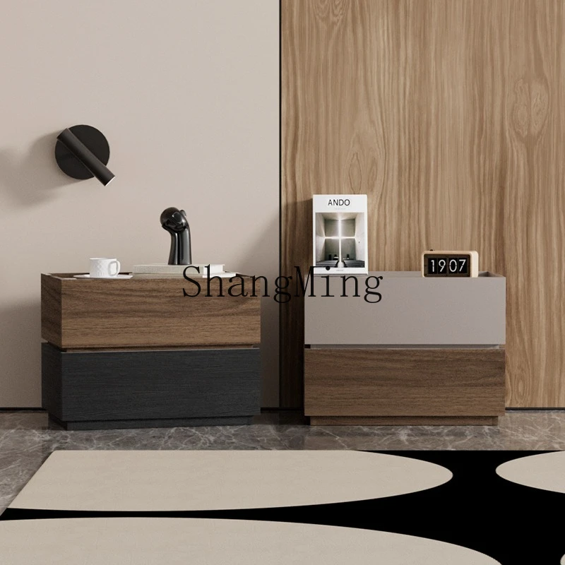 

FG bedside storage cabinet small bedside solid wood multi-layer board household bedside shelf