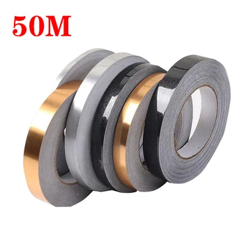 Fita adesiva autoadesiva para costura de azulejo, 50m, 0.5/1cm de largura, à prova d'água, linhas de folha de ouro, piso, parede, decoração, tira de vedação