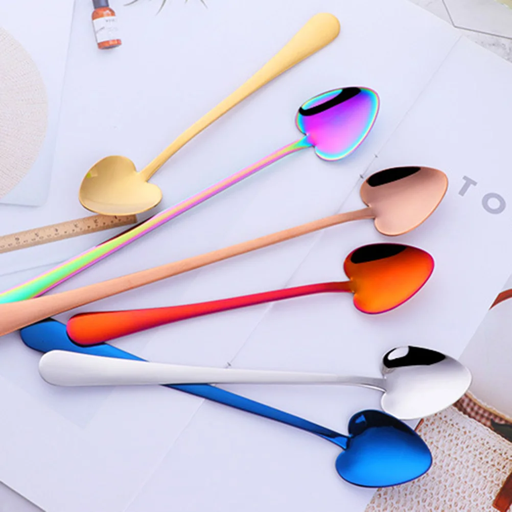 

2 Pcs Stainless Steel Heart Shaped Spoon Scoops Ice Cream Serving Spoons Kitchen