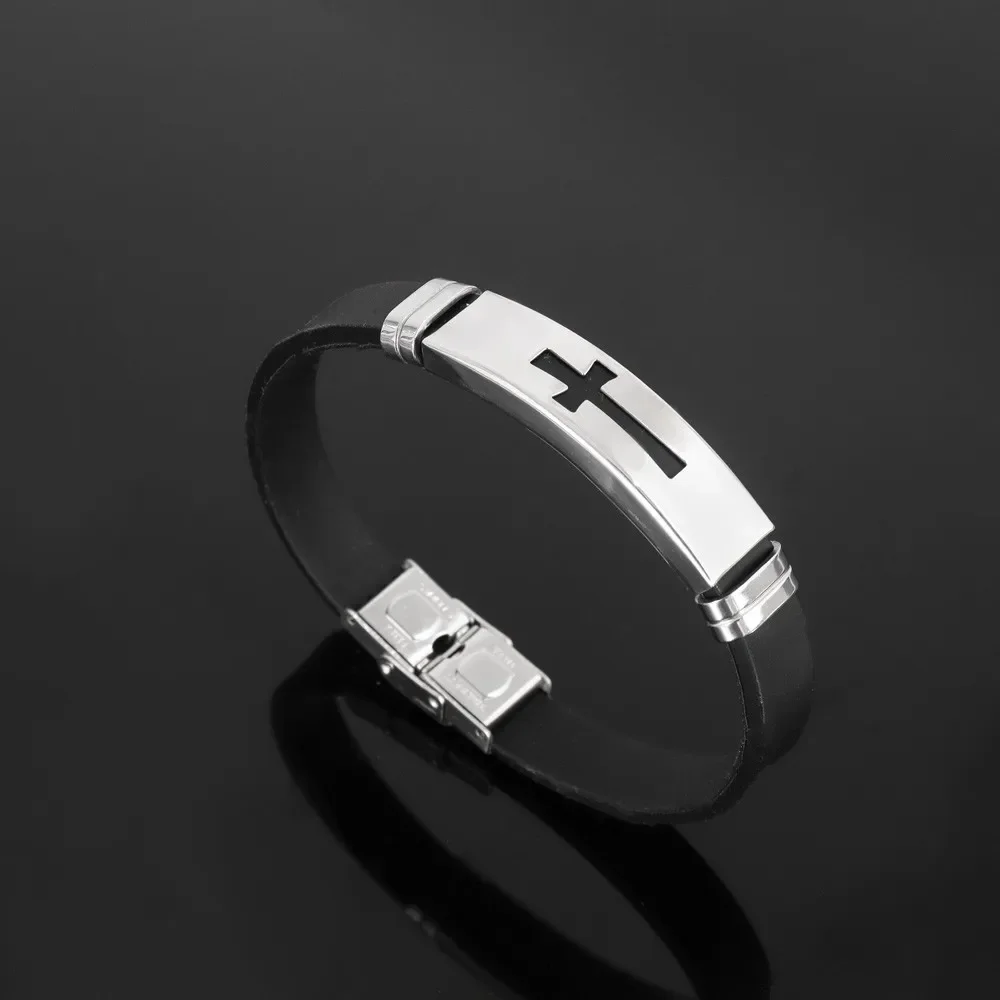 Bild 3: Trend Silikon Kreuz Armband Charming Herren Armband Weihnachtsgeschenk Valentinstag Geschenk Schutz Schmuck Zubehör