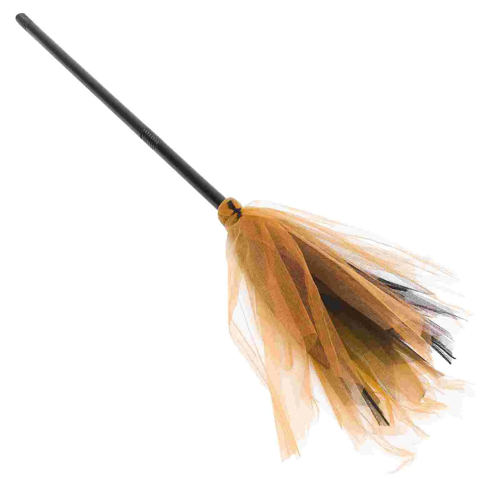 Cosplay Halloween Witch Broom Detachable Decorative (black and Red Broom) Child Whisk Brooms Broomstick Mesh