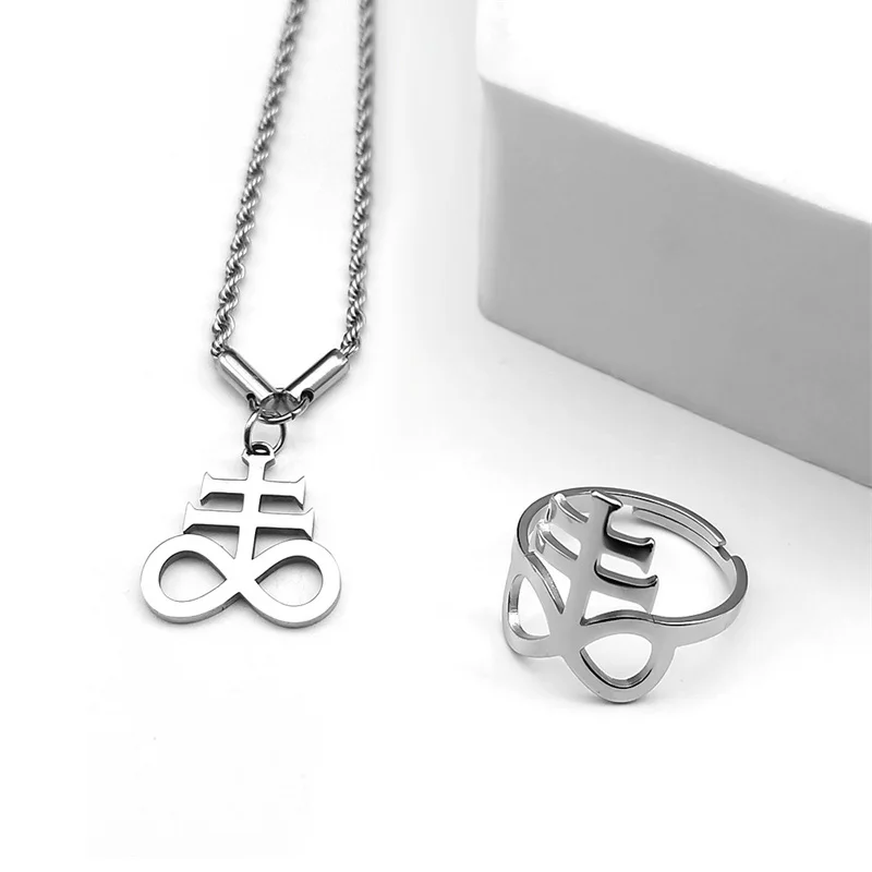 Women's Stainless Steel Satan Cross Jewelry Set