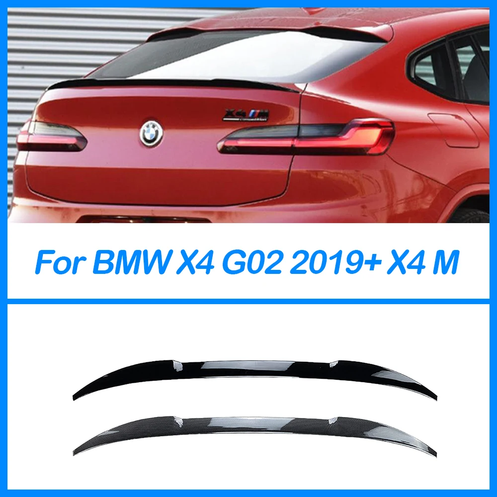 For BMW X4 G02 M Rear Trunk Lid Ducktail Tail Wing Spoiler Body Kit Accessories Glossy Black Carbon Grain  2019 2020 2021 2022