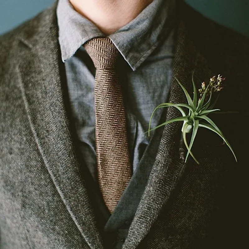 Italian Handmade 6CM Narrow Wool Blend Necktie, Vintage British Gentleman Plaid Tie For Men, Casual Semi-formal Accessory Gift