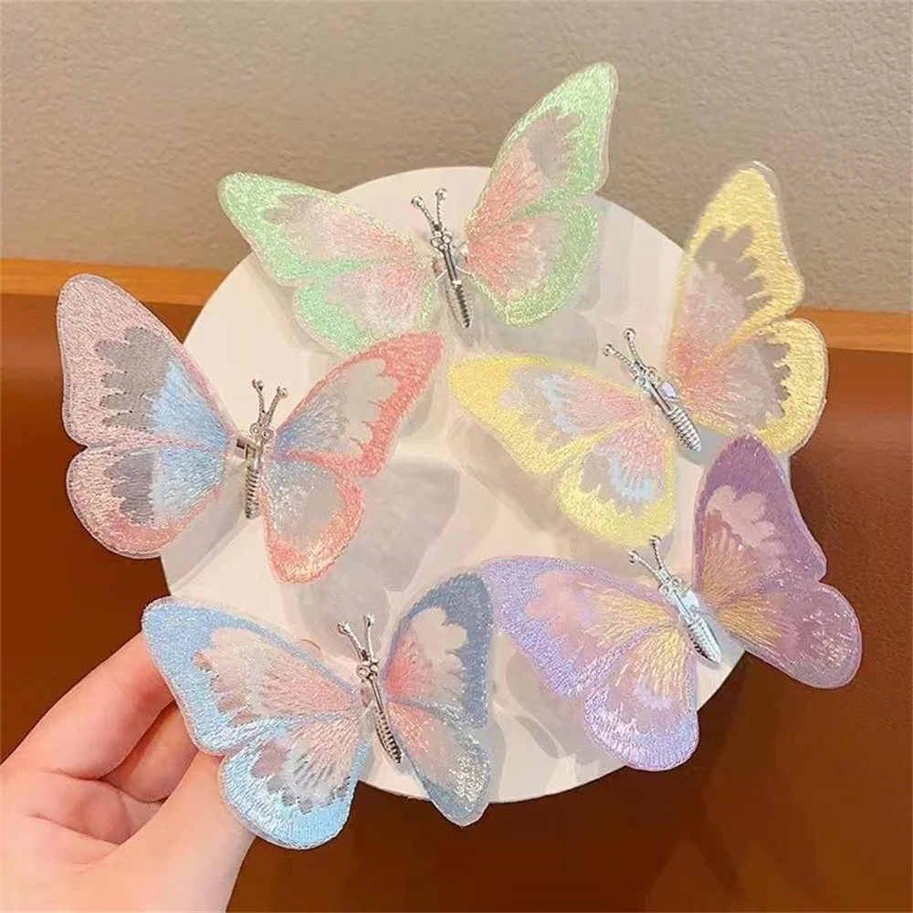 Moving Butterfly Hair Clips for Kids Sweet Cute Fairy Colorful Butterfly Hairpin Princess Headdress Girl\'s Hair Accessories