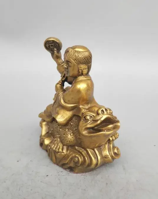 China seiko carving pure liu hai sit golden toad small statue