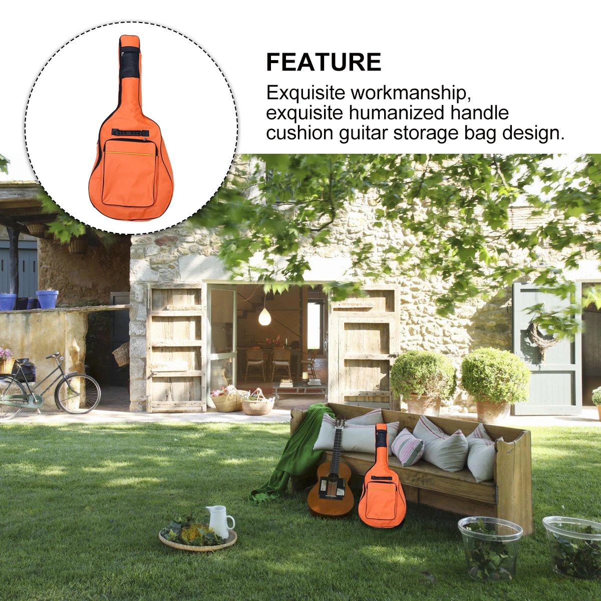 

Oxford Cloth Guitar Bag 40 41 Electric Acoustic Folk Double Strap Travel Waterproof Backpack Storage Padded Ventilated