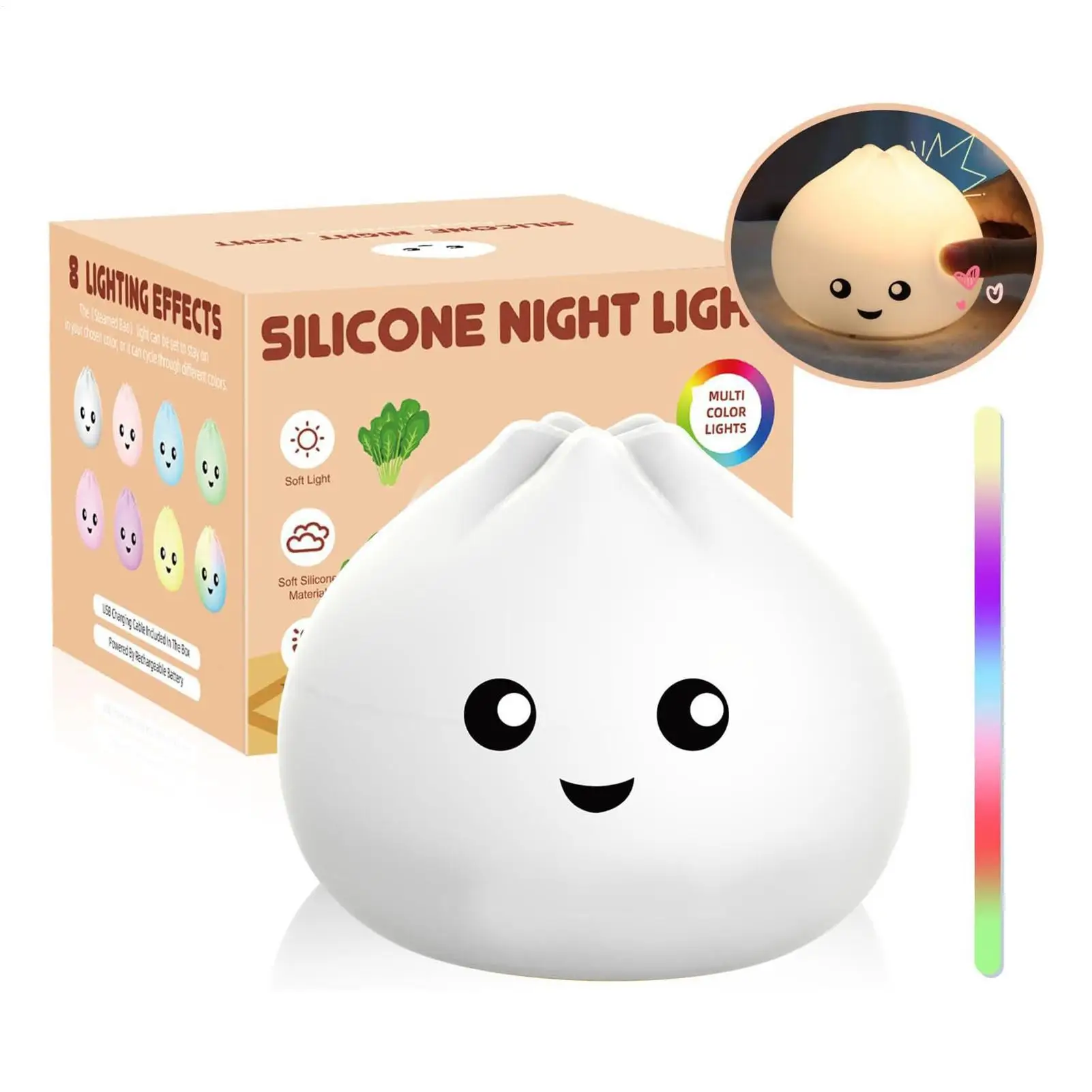 シリコン製ナイトライト-ソフトスクイーズ餃子型おもちゃ-タップコントロールナイトランプ-子供-男の子-女の子-ティーン-大人-家庭用-寝室-ベッドサイド用