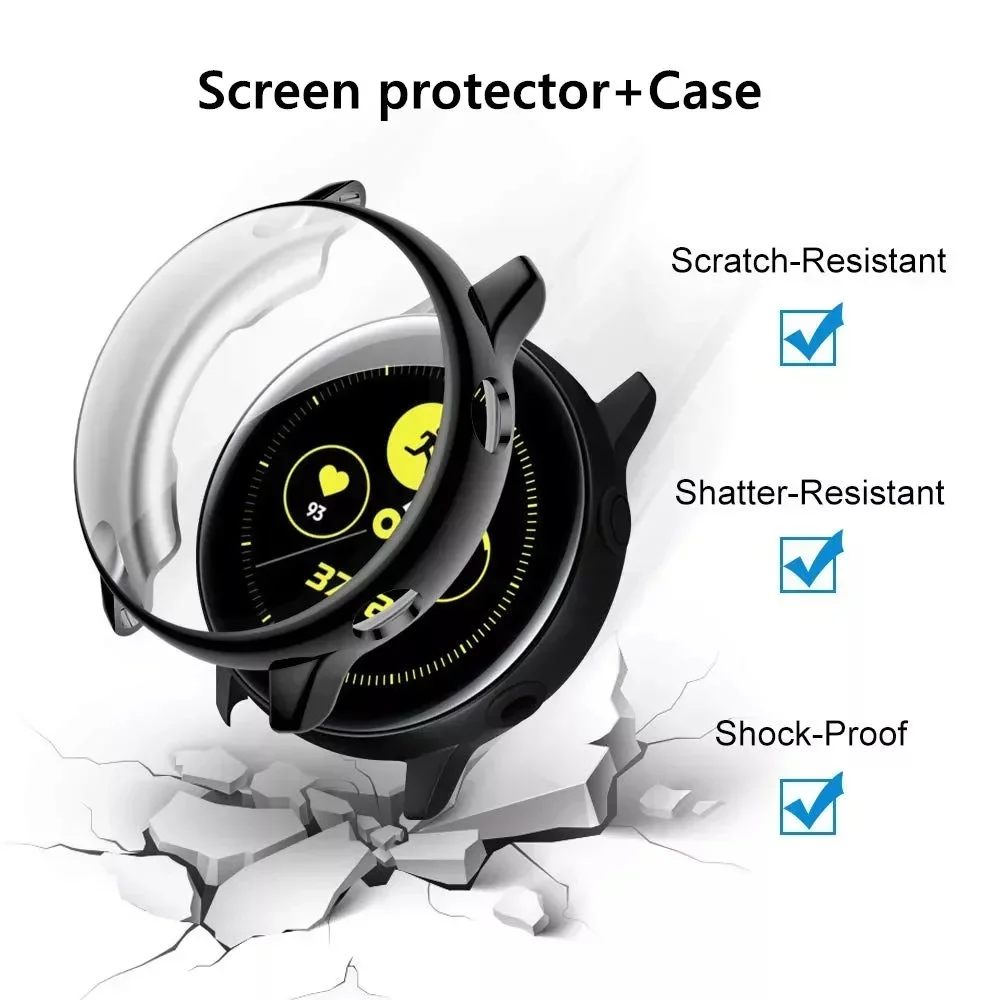 Strap+Case for Samsung Galaxy Watch Active 2 44mm 40mm Full Cover Silicone Smart Watchband Bracelet TPU Bumper Combination