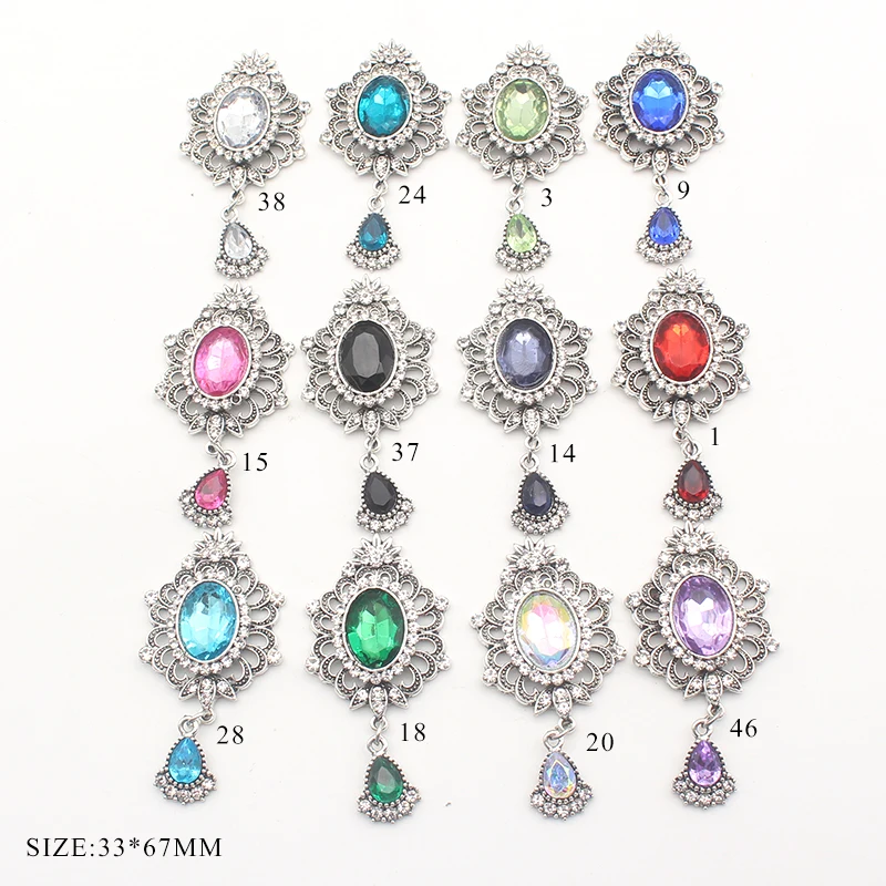 

10 Pieces Flat Brooch Pendants 33*67mm Alloy Shiny Delicate Brooch Decorated Crystal Wedding Invitation Holiday Ideas Decorative