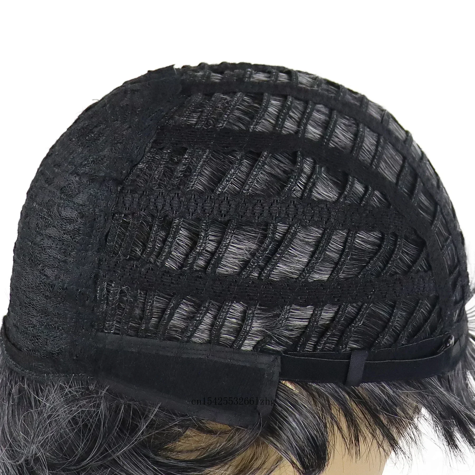 Peruca curta sintética masculina com franja lateral misturada peruca preta masculina natural pixie corte de cabelo peruca diária cosplay fibra macia resistente ao calor