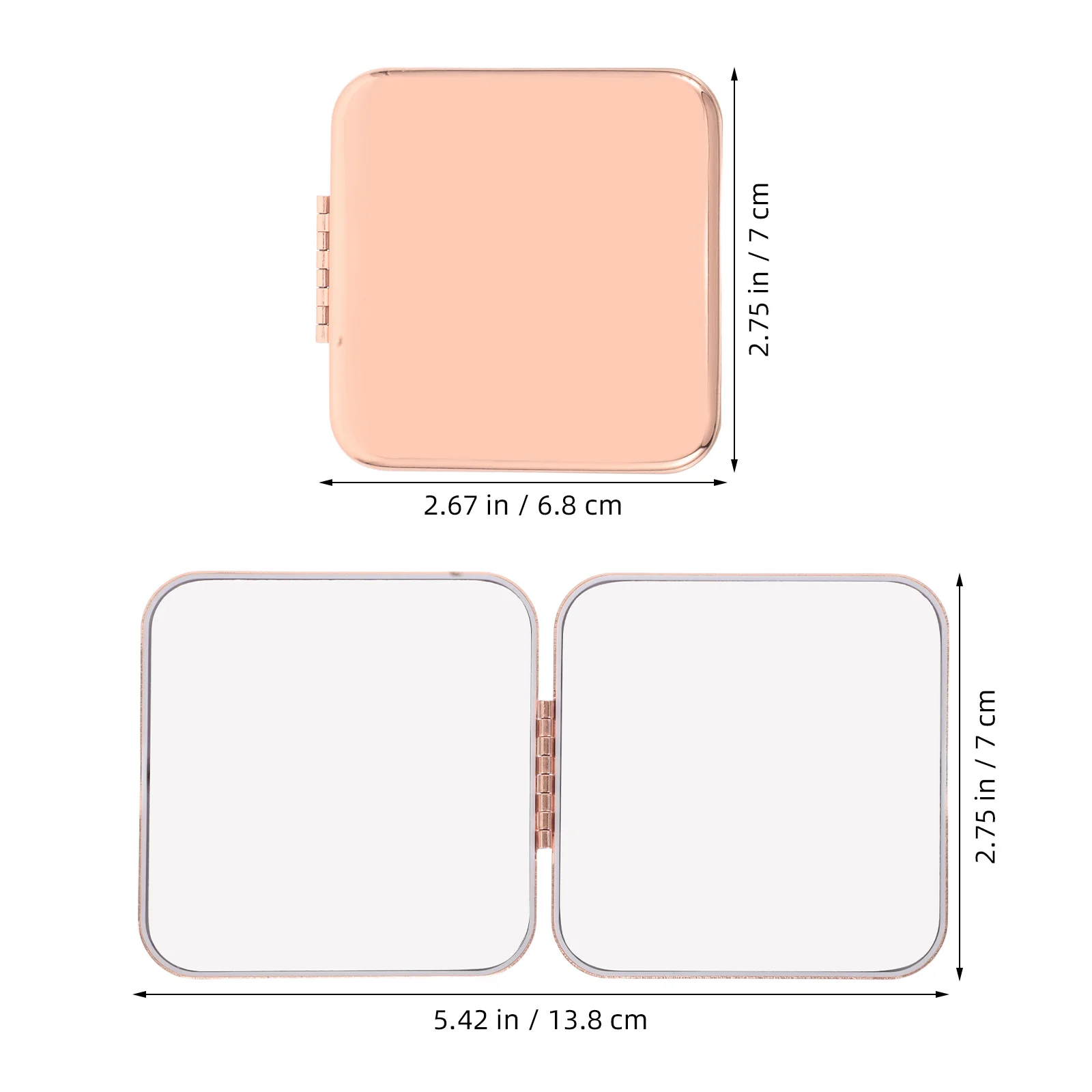 مرآة مكياج مدمجة للسفر باللون الذهبي الوردي مزدوجة الجوانب قابلة للطي من الفولاذ المقاوم للصدأ محمولة باليد لجيب المحفظة #5