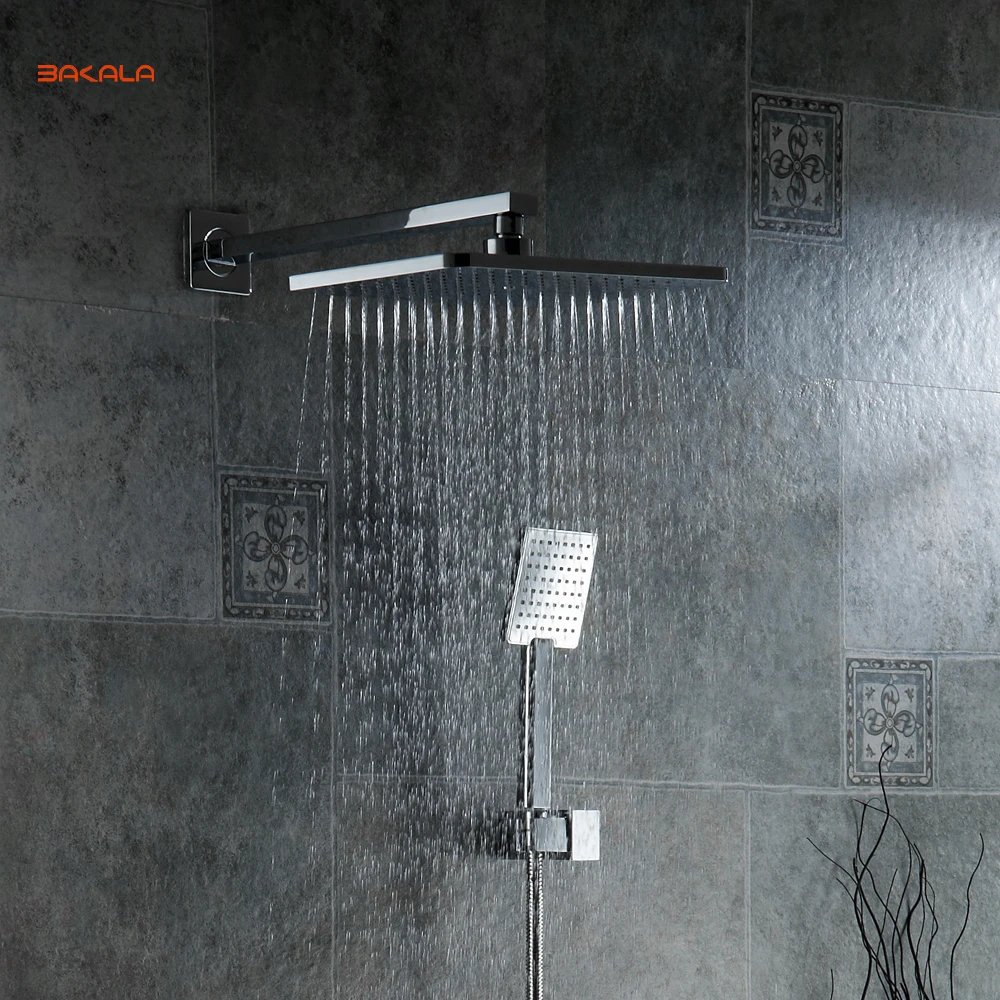 

BAKALA andheld Showerheads Hand Shower Bathroom HandHeld Shower Head Partial Bent Square Hand Shower ABS Chrome Finished