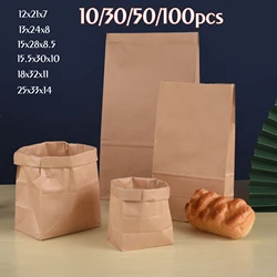 10/30/50/100pcs Kraft Paper Bag Gift Bags Shopping Bag Packaging Biscuit Candy Food Cookie Bread Snacks Baking Takeaway Bags