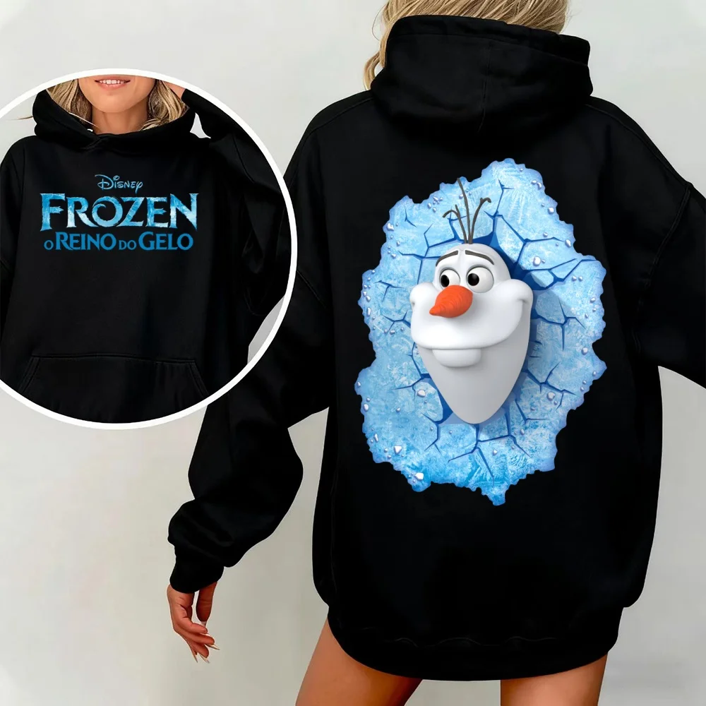 ディズニー アナと雪の女王 オラフ プリント レディース 冬服 パーカー スウェットシャツ フード付き 暖かい プルオーバー オーバーサイズ パーカー Y2k ファッション ストリート