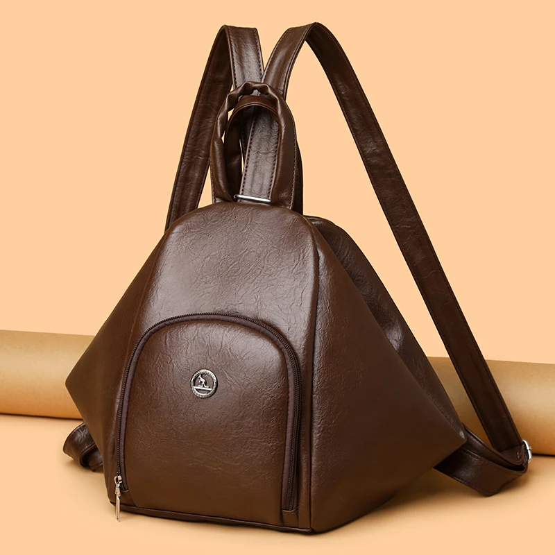 Genuine Brand PU Leather Women's Multi-functional Backpack Fashion Bag Travel Lightweight Crossbody Bag