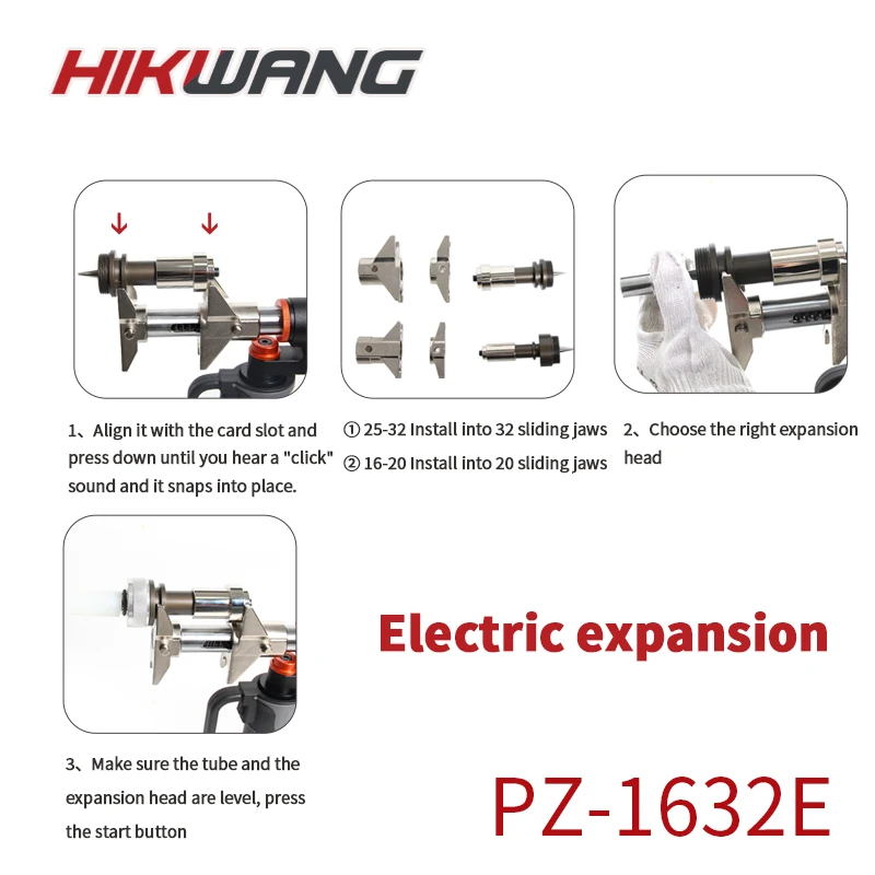 PZ-1632E Pijpuitbreidgereedschap op batterijen en schuifgereedschap voor PEX en meerlaagse pijp axiale persgereedschapsset