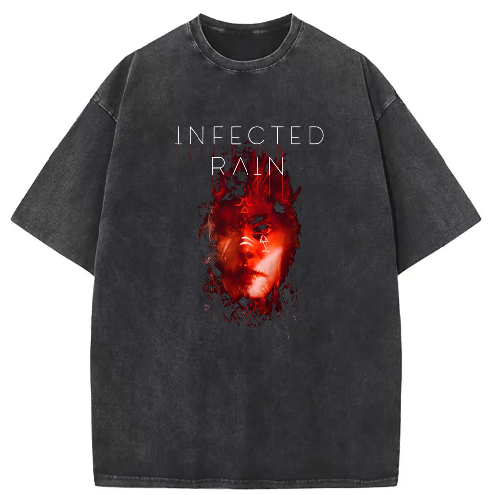 INFECTED RAIN Men's Tshirt Retro Men Long Sleeve Sweatshirts HipHop Washed Tshirt Classic Men's Fashion Clothes Holiday Harajuku