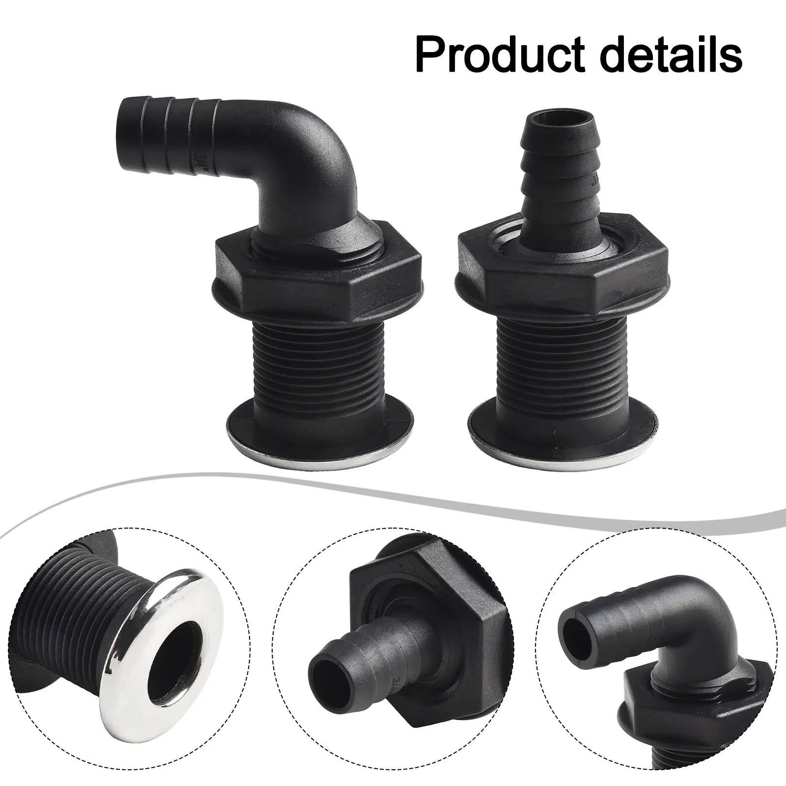 Nylon Piping System Marine Thru Hull Fitting Compact Packaging Plumbing Fitting 90 Degree 4.8cmx9cm 1.89inchx3.54inch