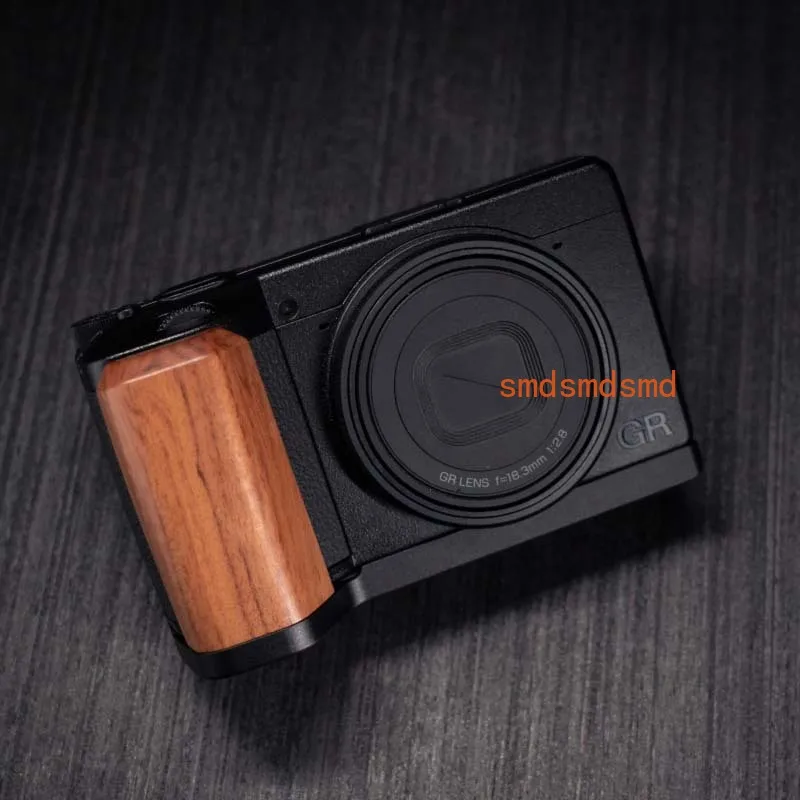 Wood L Hand Grip For Ricoh GR4 Camera With Aluminum Alloy Base Plate