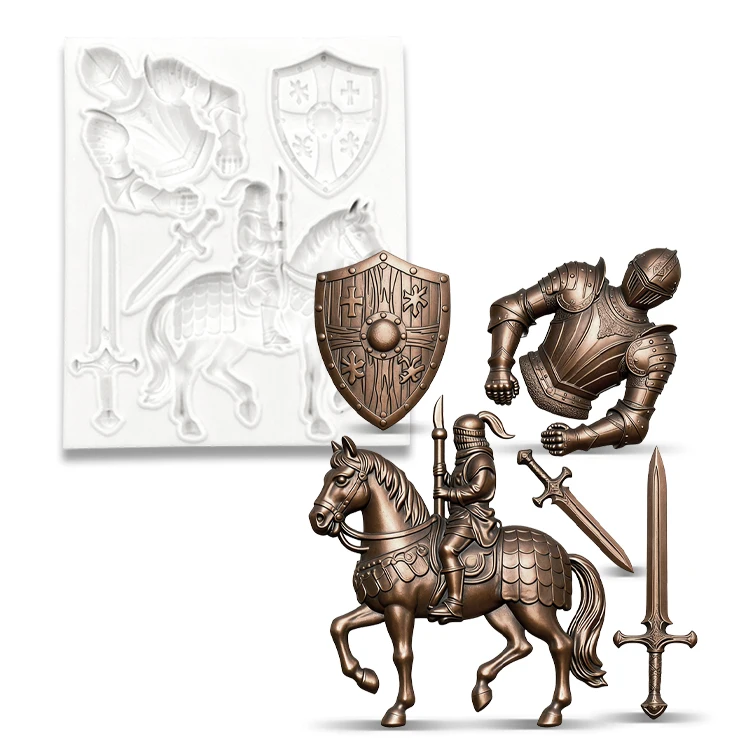 فارس قوالب السيليكون لتقوم بها بنفسك خوذة درع درع الحصان السيف قوالب سيليكون فندان الحلوى قالب الشوكولاته أدوات تزيين الكعكة