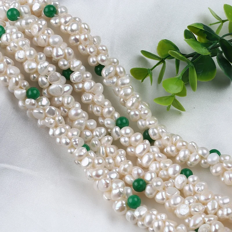 

wholesale 6-8mm A natural white freshwater baroque pearls strands for women jewelry making