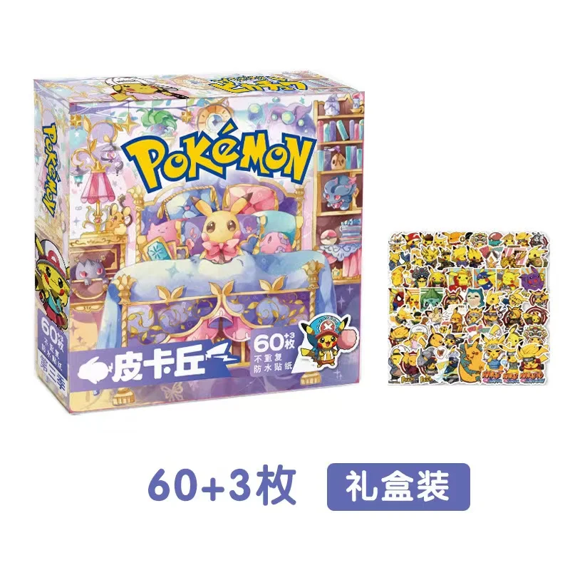 

60PCS Pokemon Pikachu Sticker Kawaii Anime Stickers for Kids Girls DIY Bag Phone Diary Cute Cartoon Pokemon Sticker