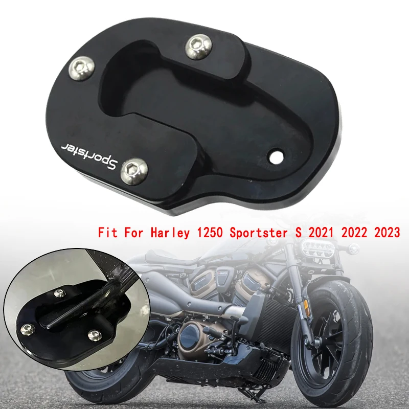 

Side Stand Enlarger Plate Fit For Harley Sportster 1250 S 2021-2023 Motorcycle Accessories CNC Aluminum Alloy Kickstand Foot Pad