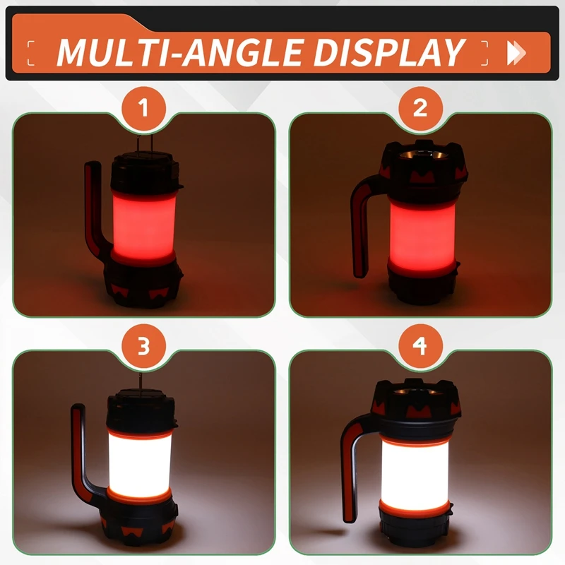 LED Portable Searchlight Rechargeable Waterproof Searchlight Emergency Multi-Function Searchlight Black And Red