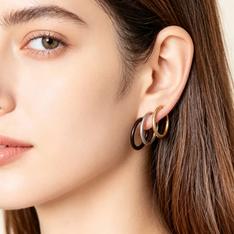 6 Pcs 6mm-20mm Stainless Steel Fake Piercing Earrings for Men Women Ear Clips Hoop Earrings No Piercing Titanium Steel Jewelry